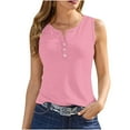 thumbnail image 1 of Quinlirra womens tank tops summer Women's 2025 Summer Solid Color Round Sports Tops For Outer Wear Bottoming Slim Short Tops, 1 of 5