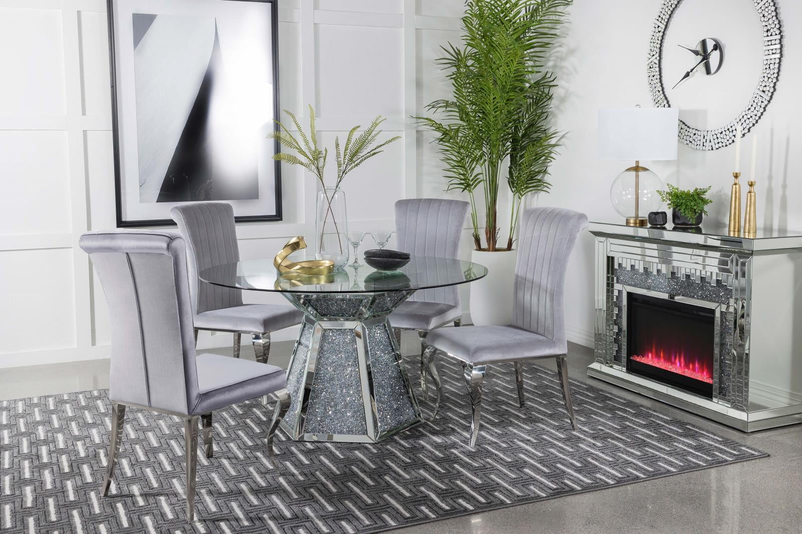 Mirror living room table cheap set