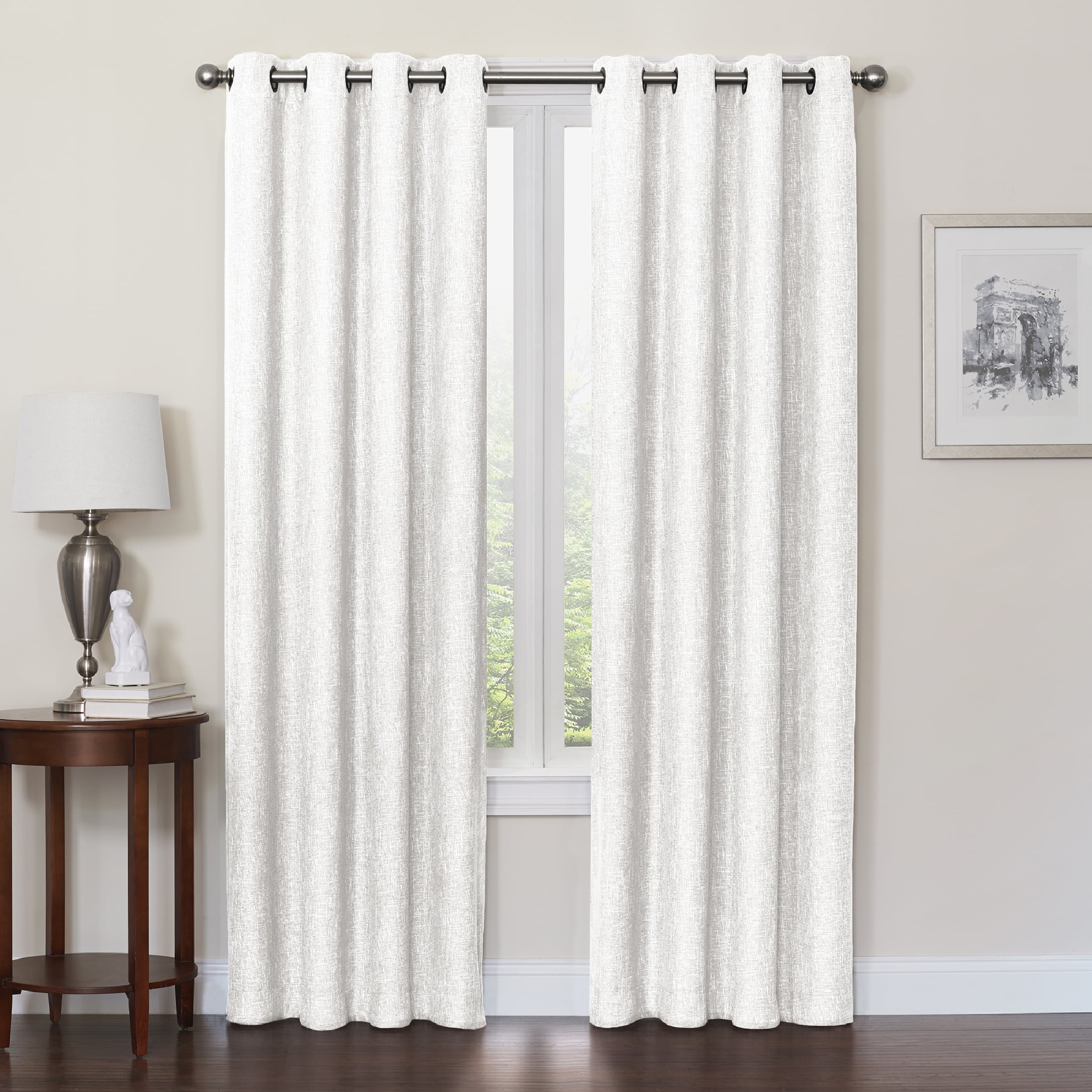 Quinn Blackout Single Curtain Lined Grommet Panel, 50" x 63", White