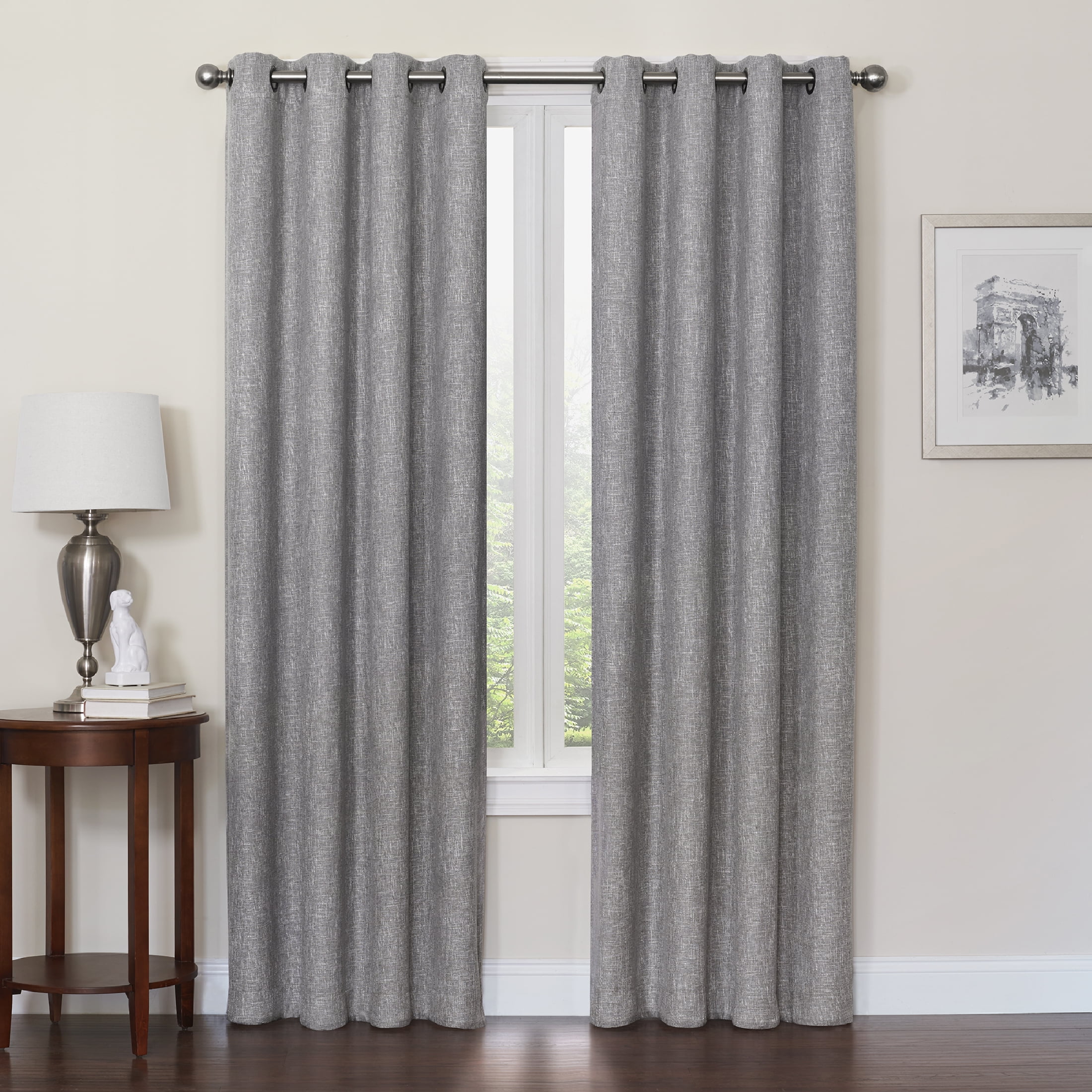 Quinn Blackout Single Curtain Lined Grommet Panel, 50" x 95", Gray