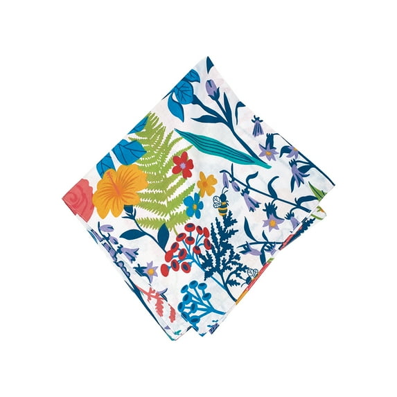 Quinn Vintage Retro Flowers 100% Cotton Set of 4 Cloth Napkins