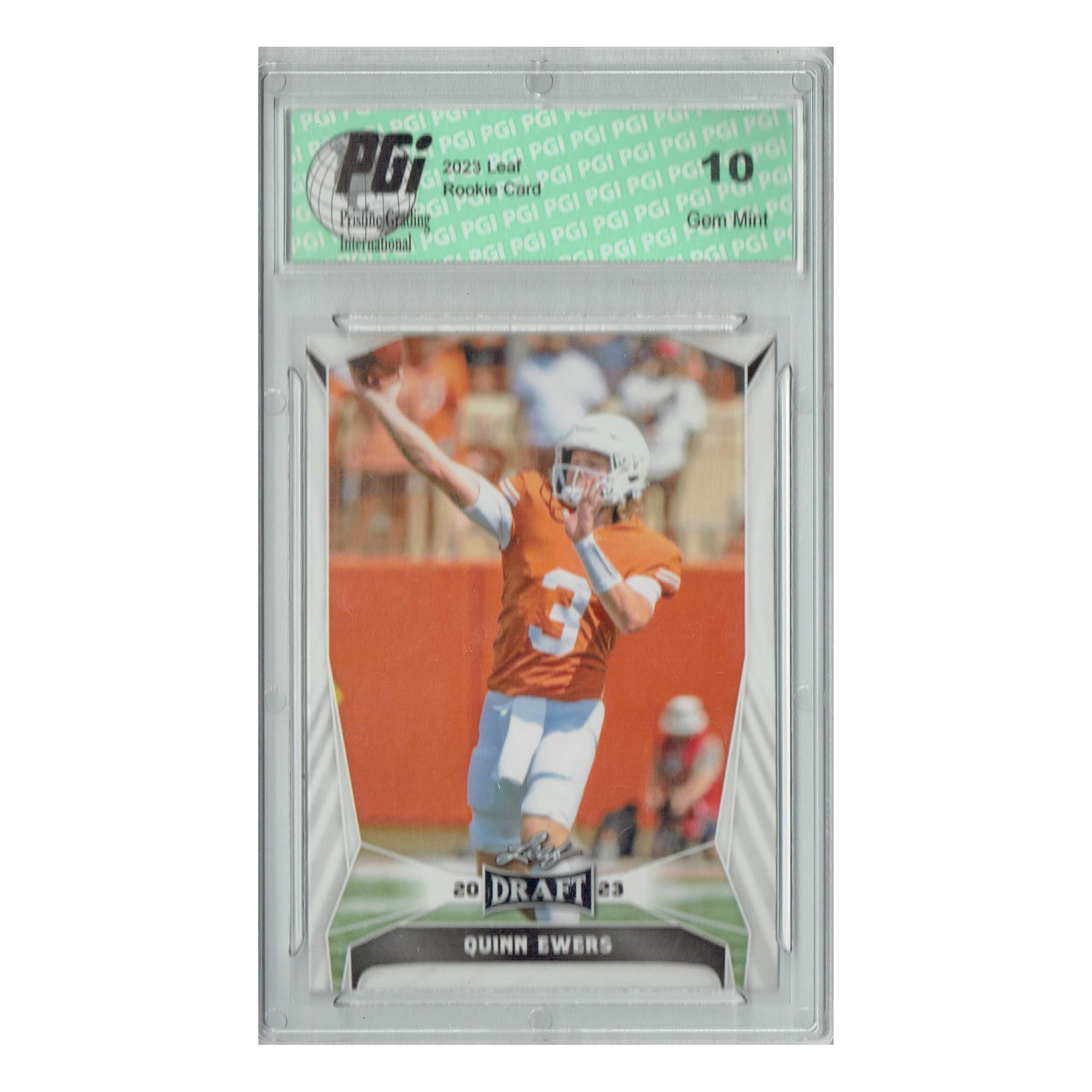 Quinn Ewers 2023 Leaf Football #28 Texas Rookie Card PGI 10