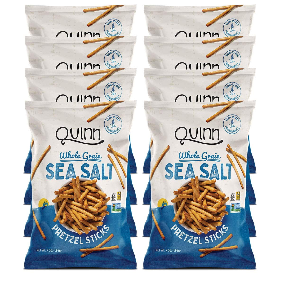 Quinn Gluten Free Sea VTF5Salt Pretzel Sticks - Whole Grain, Made with Real Ingredients, Whole Grain Sorghum, Sea Salt, Vegan, Gluten Free, Dairy Free, Non-GMO - 5.6 Oz (Pack of 8)