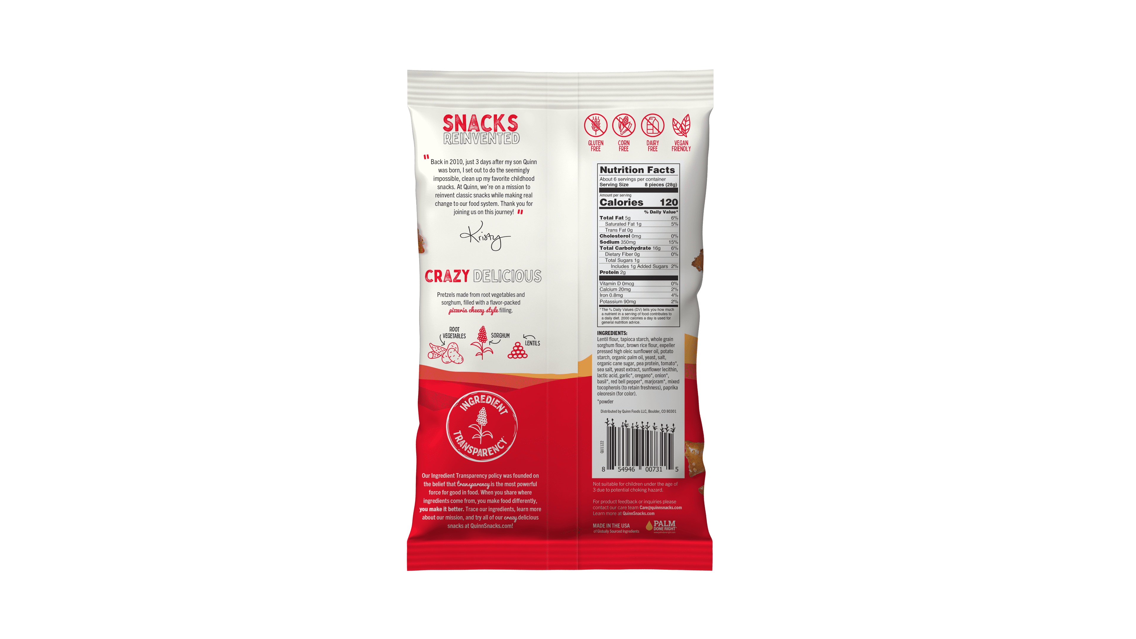 Quinn Snacks Plant Based Cheezy Pizzeria Style Filled Pretzel Nuggets, Gluten Free, 5.8 oz, (Pack of 8)