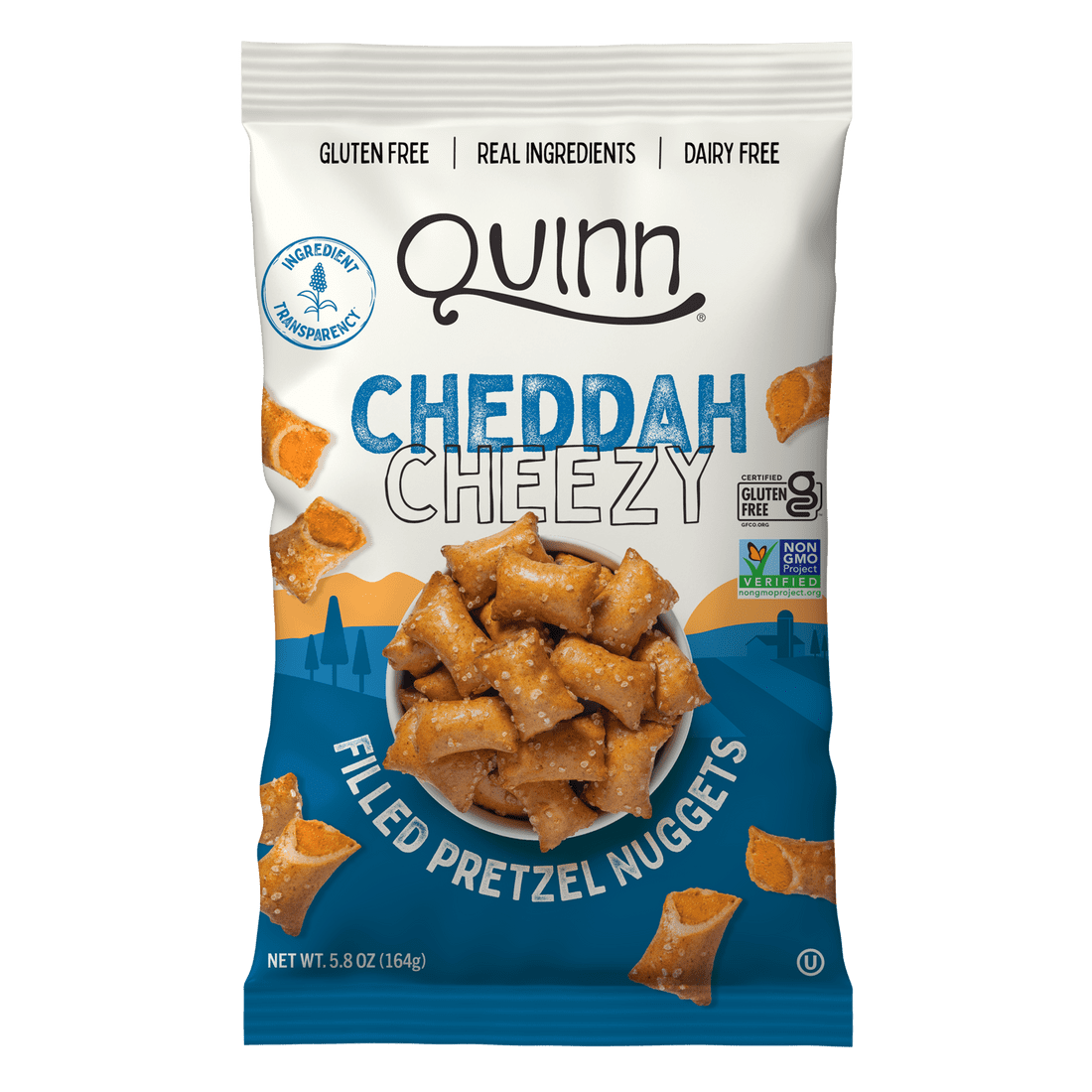 Quinn Snacks Plant Based Pretzel Nuggets Filled Cheddah Cheezy - 5.8 oz Pack of 3