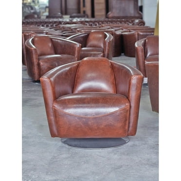 Quinn Swivel Club Chair - Black Brown