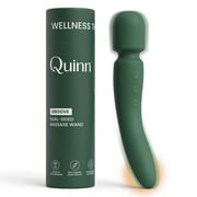 Quinn Wellness Vibrator Wand, Dual-Sided 12 Modes 5 Speeds, Heating Vibrating Massager, G-Spot & Clitoral Stimulator, Groove Green