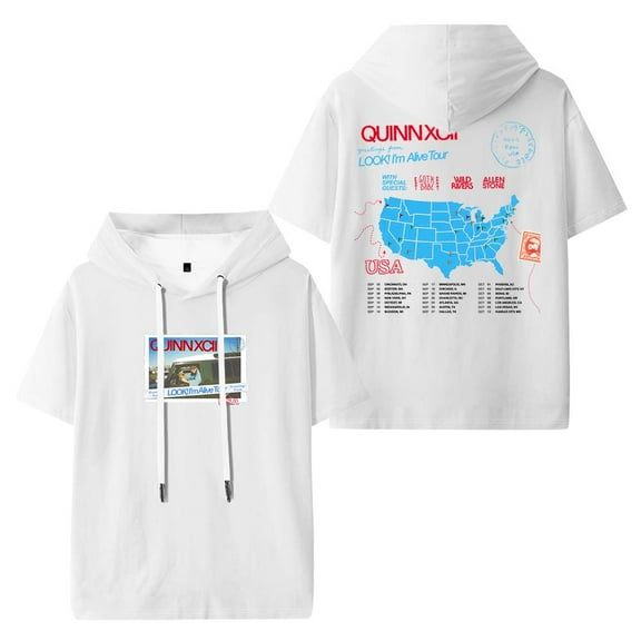 Quinn XCII Look I'm Alive Tour 2025 Merch Hooded T-Shirts Women Men Short Sleeve Tee Casual Fashion Clothes