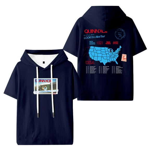 Quinn XCII Look I'm Alive Tour 2025 Merch Hooded T-Shirts Women Men Short Sleeve Tee Casual Fashion Clothes