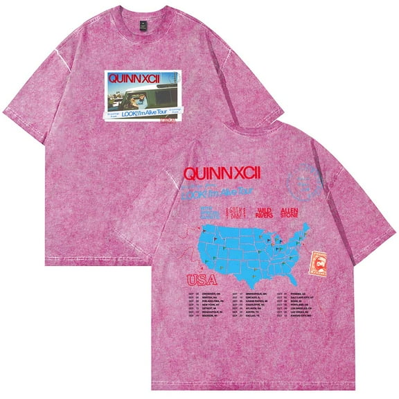 Quinn XCII Look I'm Alive Tour 2025 Merch T-Shirt Cotton Wash Tee Women Men Short Sleeve Casual Crewneck Tee