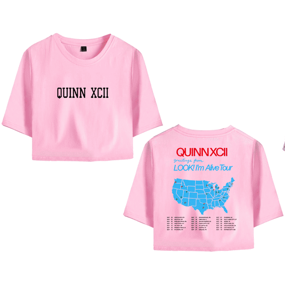 Quinn XCII Merch LOOK! I'm Alive Tour Crop Top Midriff-Baring Tshirt Girl Short Sleeve