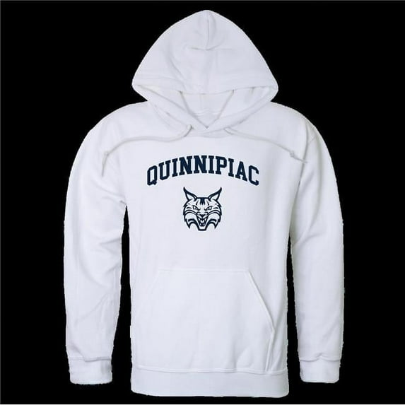 Quinnipiac University Bobcats Seal Hoodie, White - Medium