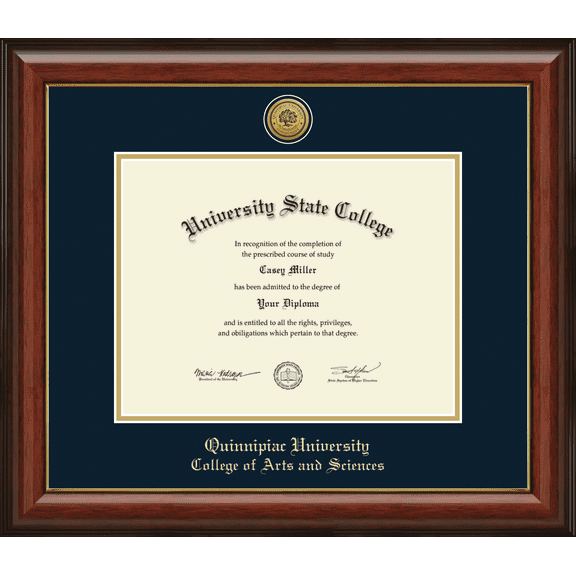 Quinnipiac University College of Arts and Sciences Diploma Frame, Document Size 11" x 8.5"