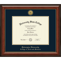 Quinnipiac University College of Arts and Sciences Diploma Frame, Document Size 11" x 8.5"