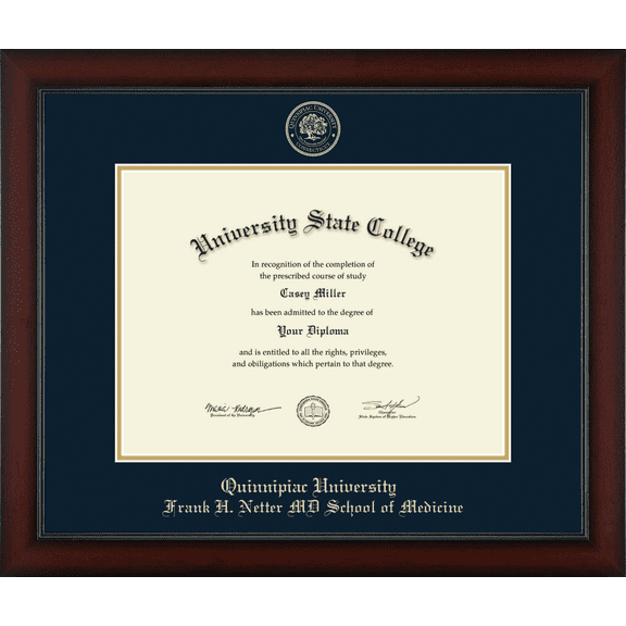 Quinnipiac University Frank H. Netter MD School of Medicine Diploma Frame, Document Size 16" x 12"