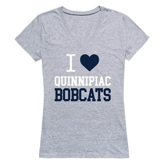 Quinnipiac University I Love T-Shirt for Women, Heather Grey - 2XL