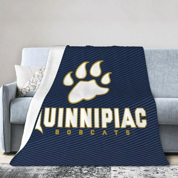 Quinnipiac University Logo Fleece Blanket, Very Soft Microfiber Flannel Blanket for Couch Warm and Cozy for All Seasons