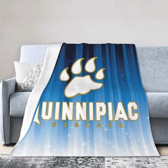 Quinnipiac University Logo Fleece Blanket, Very Soft Microfiber Flannel Blanket for Couch Warm and Cozy for All Seasons