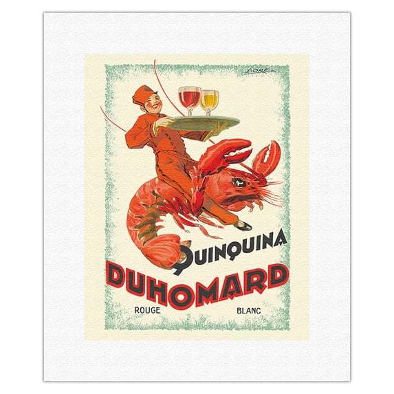 Quinquina Duhomard - French Apéritif Wine - Vintage Advertising Poster by Albert Dorfinant c.1928 - Fine Art Rolled Canvas Print 11in x 14in
