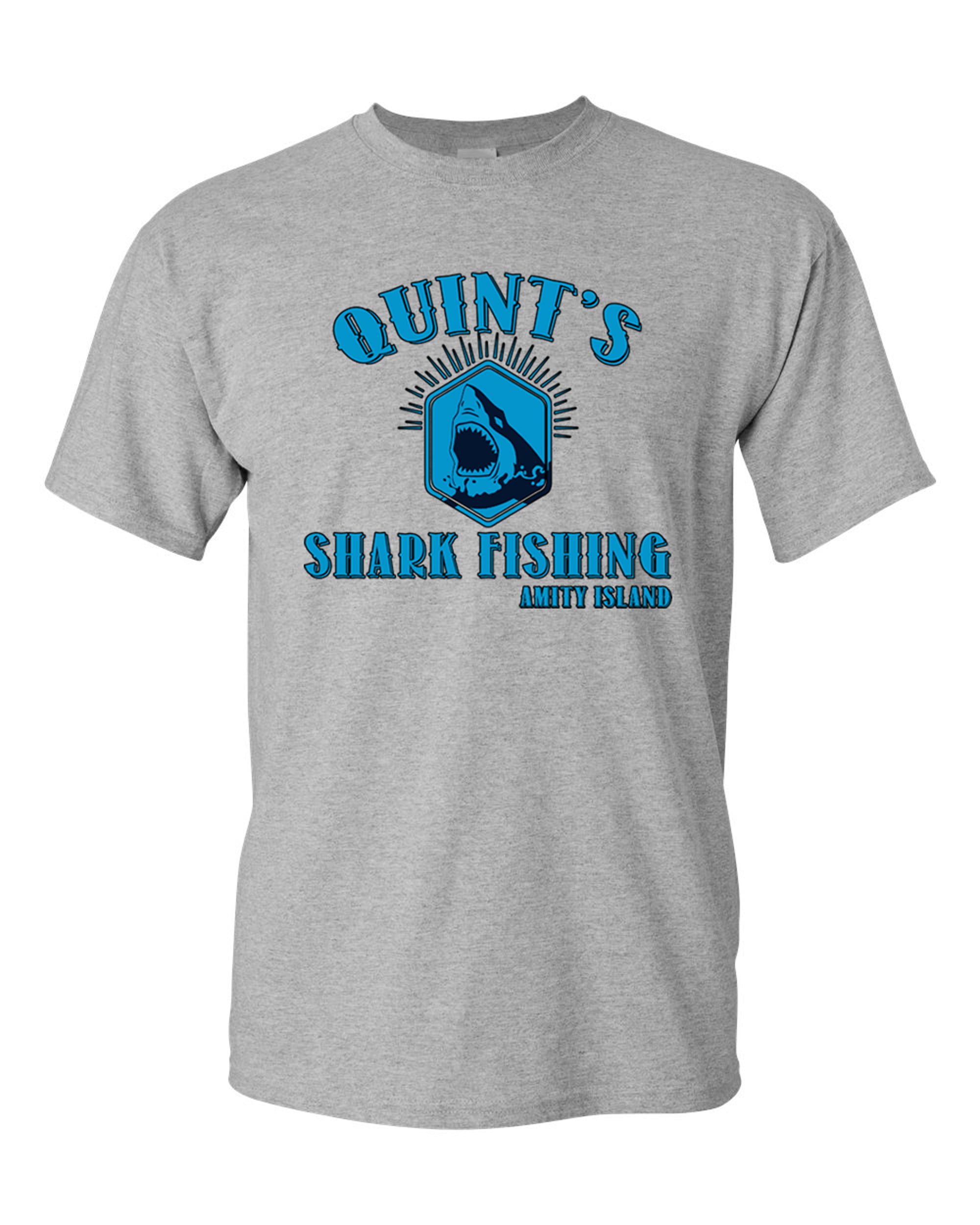 Quint's Shark Fishing Amity Island Shark DT Adult T-Shirt Tee