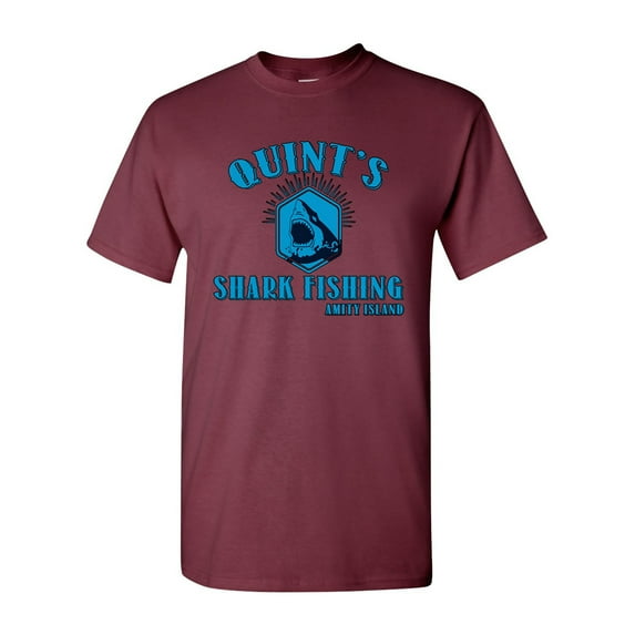 Quint's Shark Fishing Amity Island Shark DT Adult T-Shirt Tee