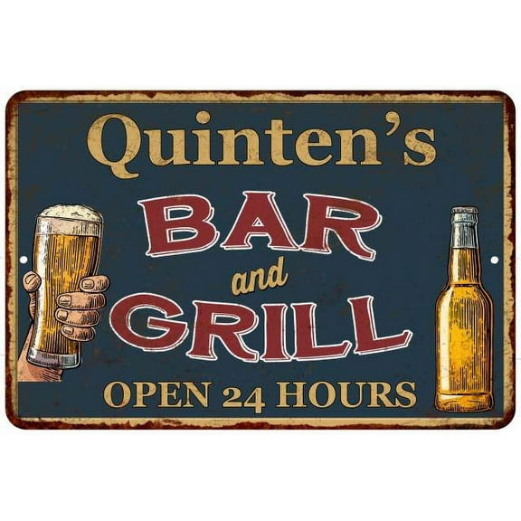 Quinten's Green Bar and Grill Sign 8 x 12 High Gloss Metal 208120044835