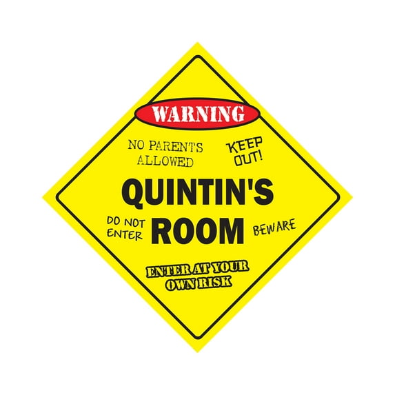 Quintin's Room Sign Crossing Zone Xing | Indoor/Outdoor | 14" Tall kids bedroom decor door children's name boy girl