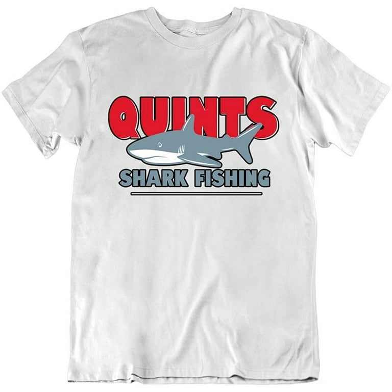 Quints Shark Fishing Funny Novelty Humor Fashion Design Cotton T-Shirt White