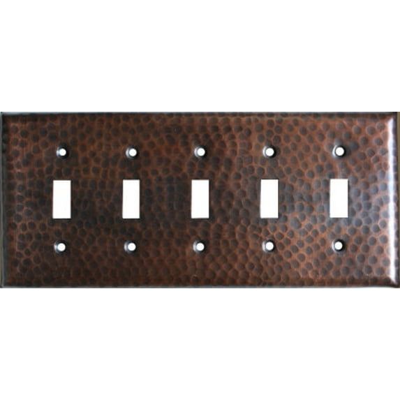 Quintuple Switch Hammered Copper Switch Plate