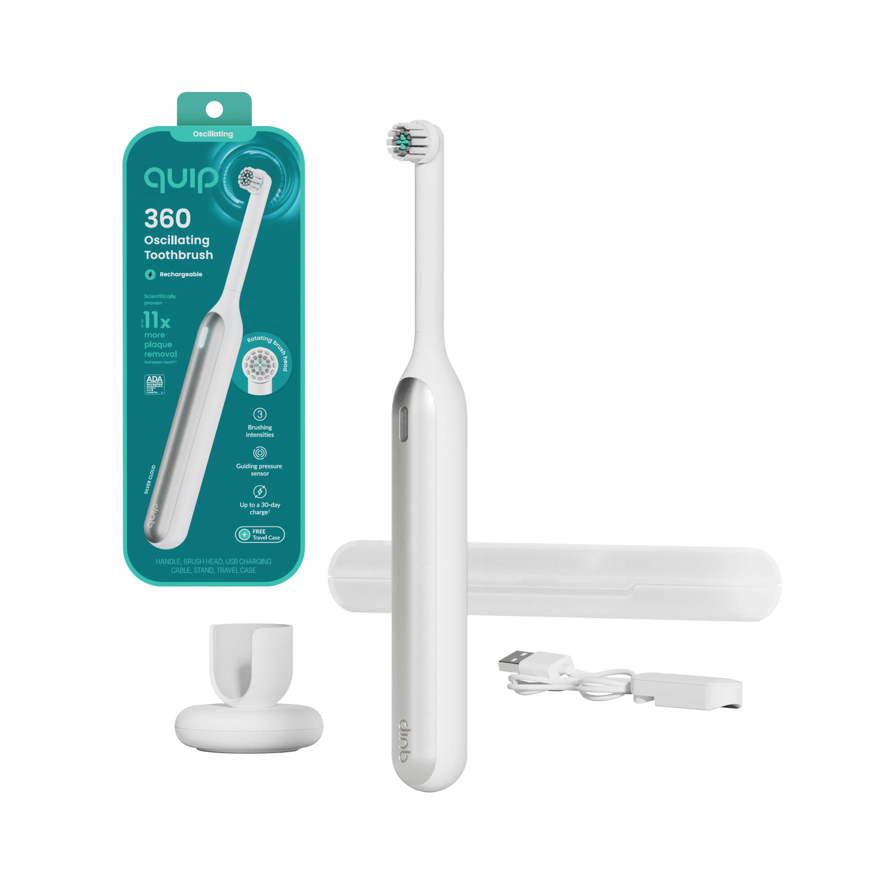 Quip 360 Oscillating Rechargeable Electric Toothbrush, Adult Quip 360 Oscillating Rechargeable Electric Toothbrush, Adult