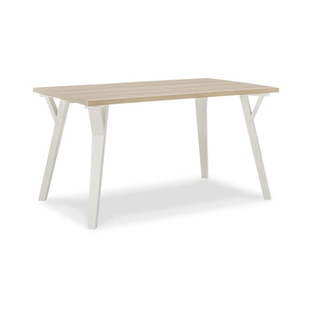Quip 55 Inch Dining Table, White Wood, Smooth Melamine Surface, Angled Legs