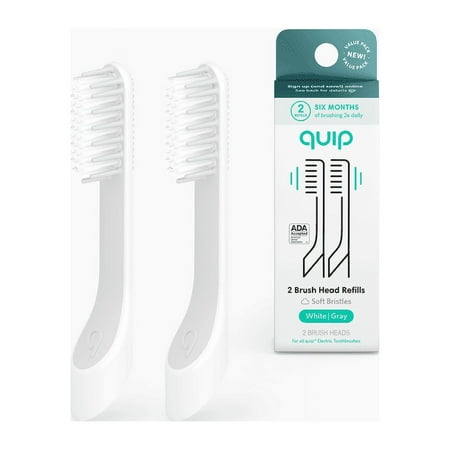 Quip Adult Electric Toothbrush Replacement Brush FullHead, Soft Bristles, Gum Care, 2 Pack