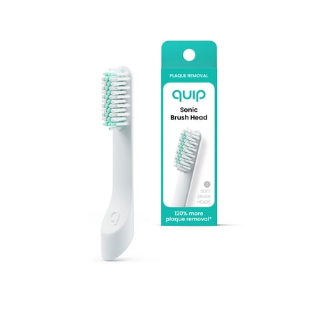 Quip Adult Electric Toothbrush Replacement Brush Head, Full Head, Soft Bristles, Gum Care, 1 Count