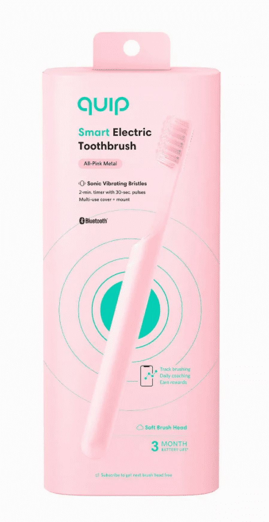 Quip Adult Smart Electric Toothbrush Sonic Toothbrush with Bluetooth Rewards App, Travel Cover