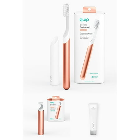 Quip Copper Metal Electric Toothbrush, Toothpaste & Refillable Floss Gift Set