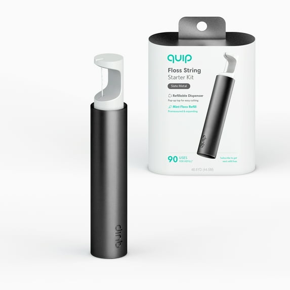 Quip Slate Metal Electric Toothbrush, Toothpaste & Refillable Floss Gift Set