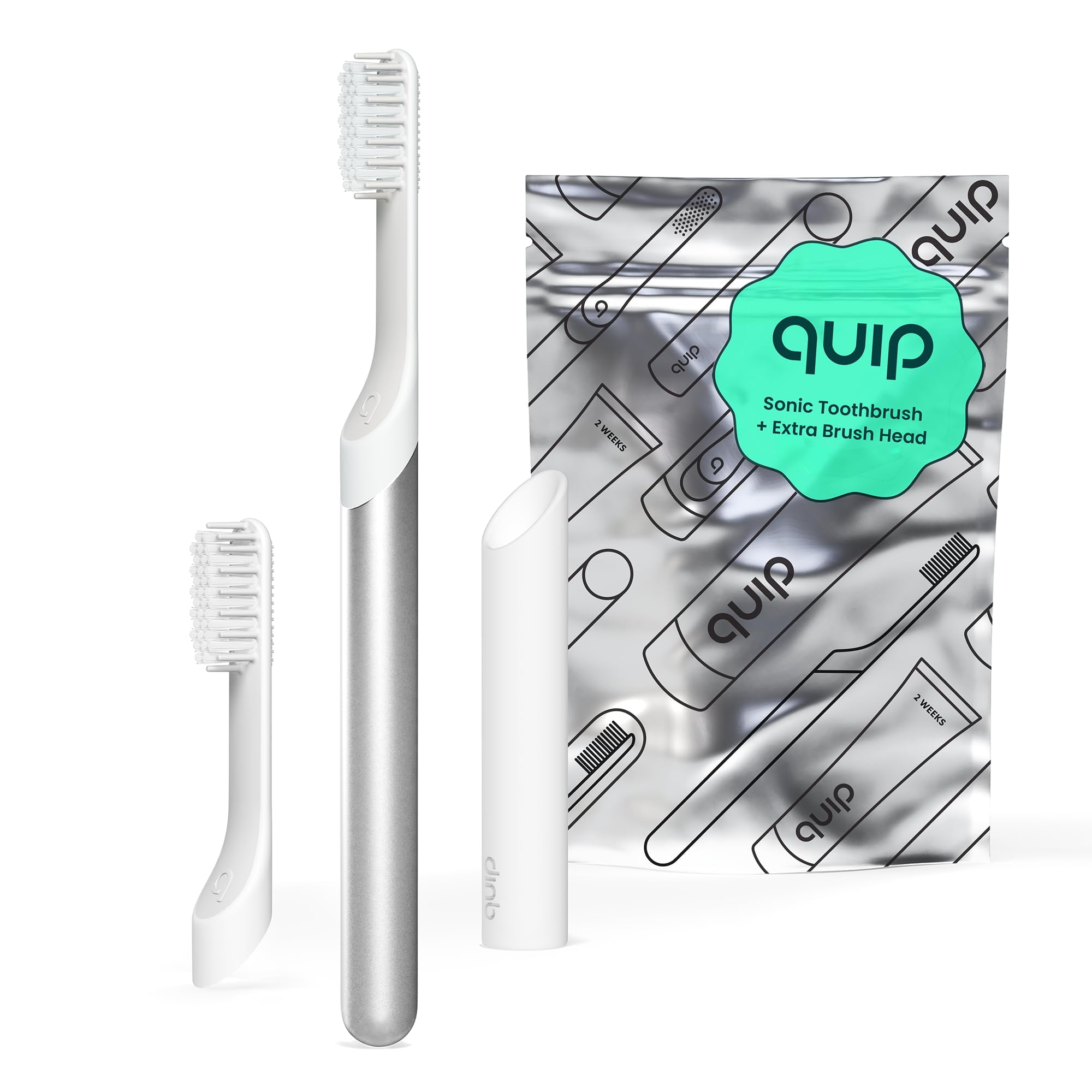 Quip Sonic Toothbrush for Adults with Timer Includes Extra Brush Head