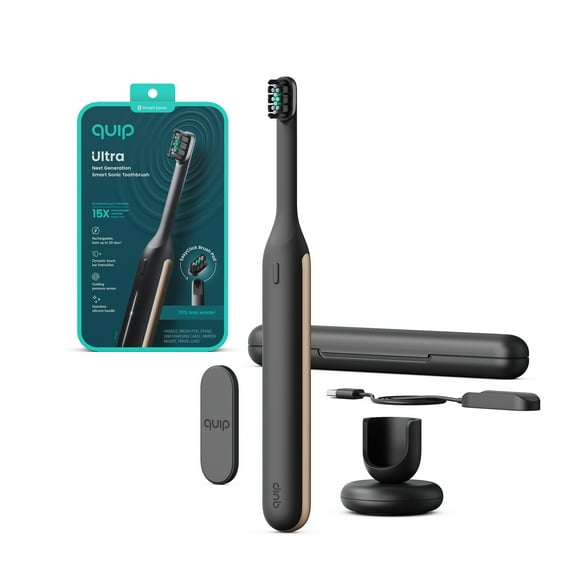 quip Electric Toothbrush, Ultra Smart Sonic, Rechargeable, 1 Count, Black and Gold