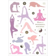 Quire Pink, Purple and Peach Yoga Pose Silhouettes Femenine Birthday Card for Her