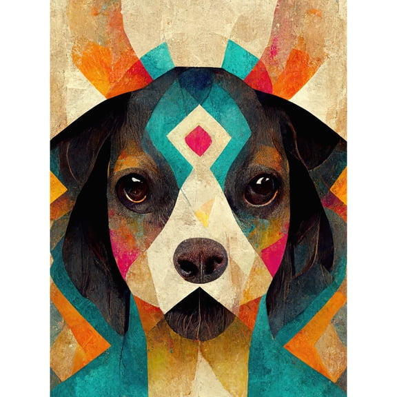 Quirky Boho Abstract Modern Shaman Guru Dog Unframed Wall Art Print Poster Home Decor Premium