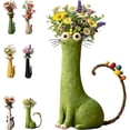 thumbnail image 1 of Quirky Cat Vase, Cat Flower Vase, Funny Kitty Planter for Desk, Shelf, Boho Home Decor, Unique Gift for Cats Lovers (Green), 1 of 7