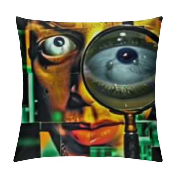 Quirky Decorative Throw Pillow Case Weird Cyborg Design Artificial Machine and Organic Robot Virtual Sci-Fi Technology, Cushion Cover for Couch Living Room Car,  Multicolor