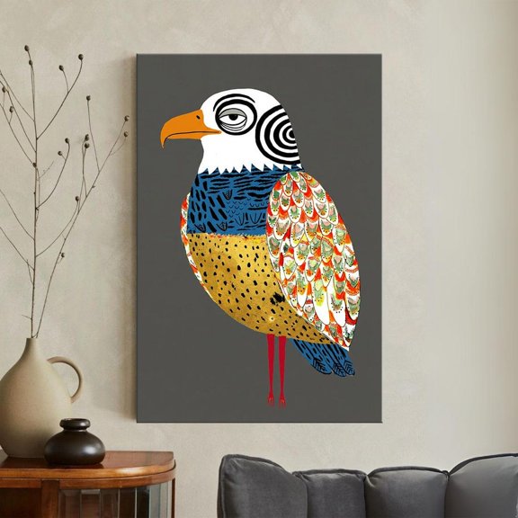Quirky Folk Art Eagle Print Colorful Bird Wall Art Eclectic Animal Decoration, Unframed Paper Poster 8x10in