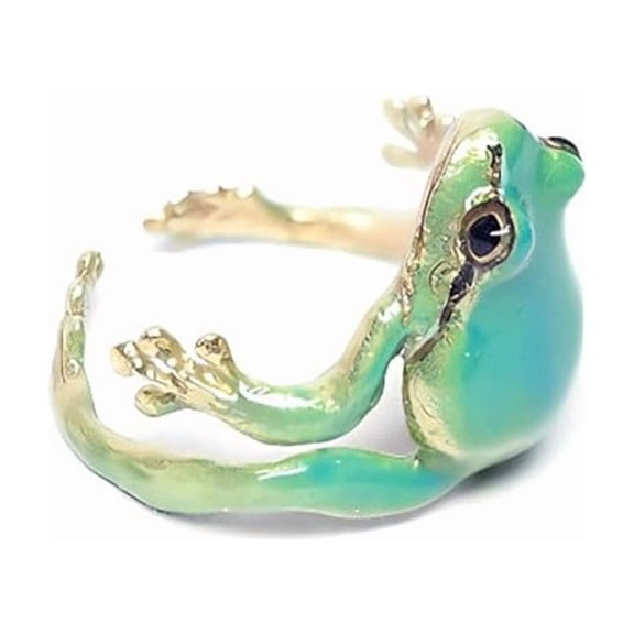 Quirky Frog Ring Novelty Animal Jewelry For Women Men Adjustable Size 1 Count