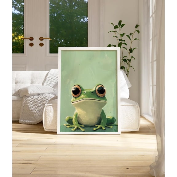 Quirky Frog Vibrant Oil Painting Style Art Print Poster 8x12 UNFRAMED