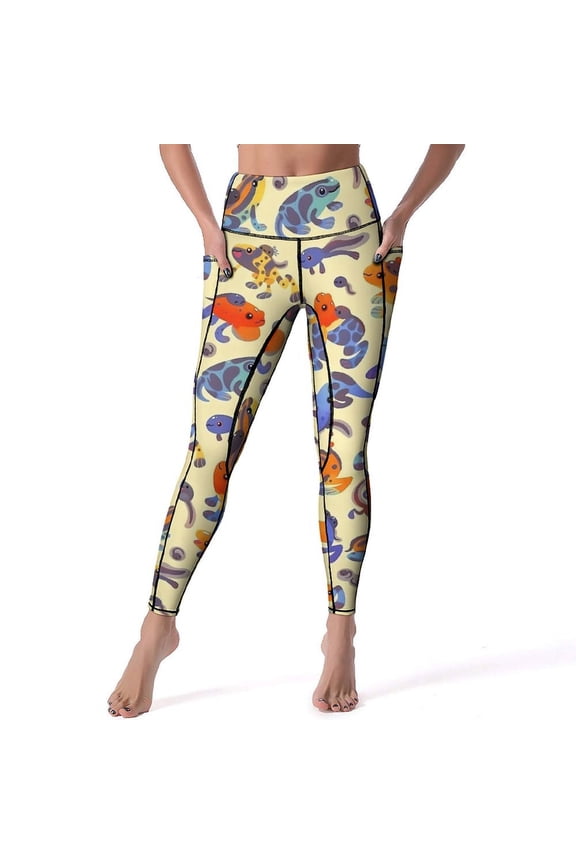 Quirky Frogs Riding Penny Farthing Bike Yoga Pants Workout Gym Leggings Push Up Stretch Sport Pants Elegant Yoga Legging Gift