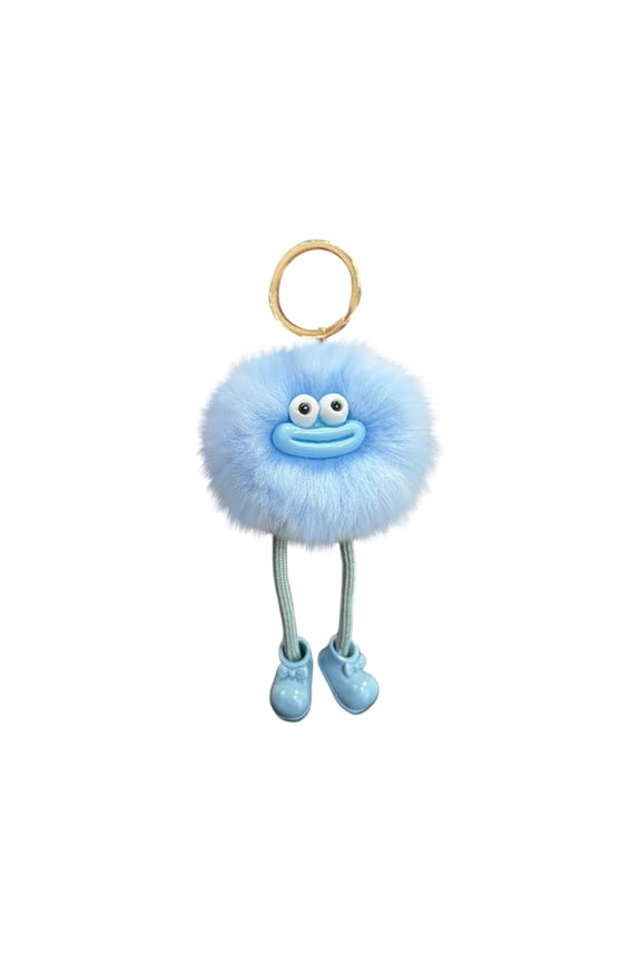 Quirky Fuzzy Fur Plush Keychain, Monster Pom Pom Toy Key Ring, Cute Car Keychain Purse Charm, Perfect Gift for Women & Teens(Sky Blue)