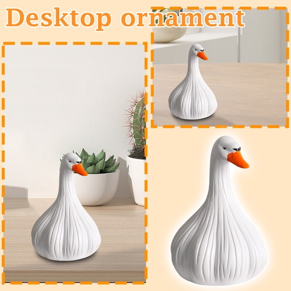 Quirky Garlic Duck Desktop Ornament, Handmade Animal Figurine, Fun Whimsical Home Decor For Living Room & Office, Unique Collectible Gift For Animal Lovers, Durable Sculpture Decoration