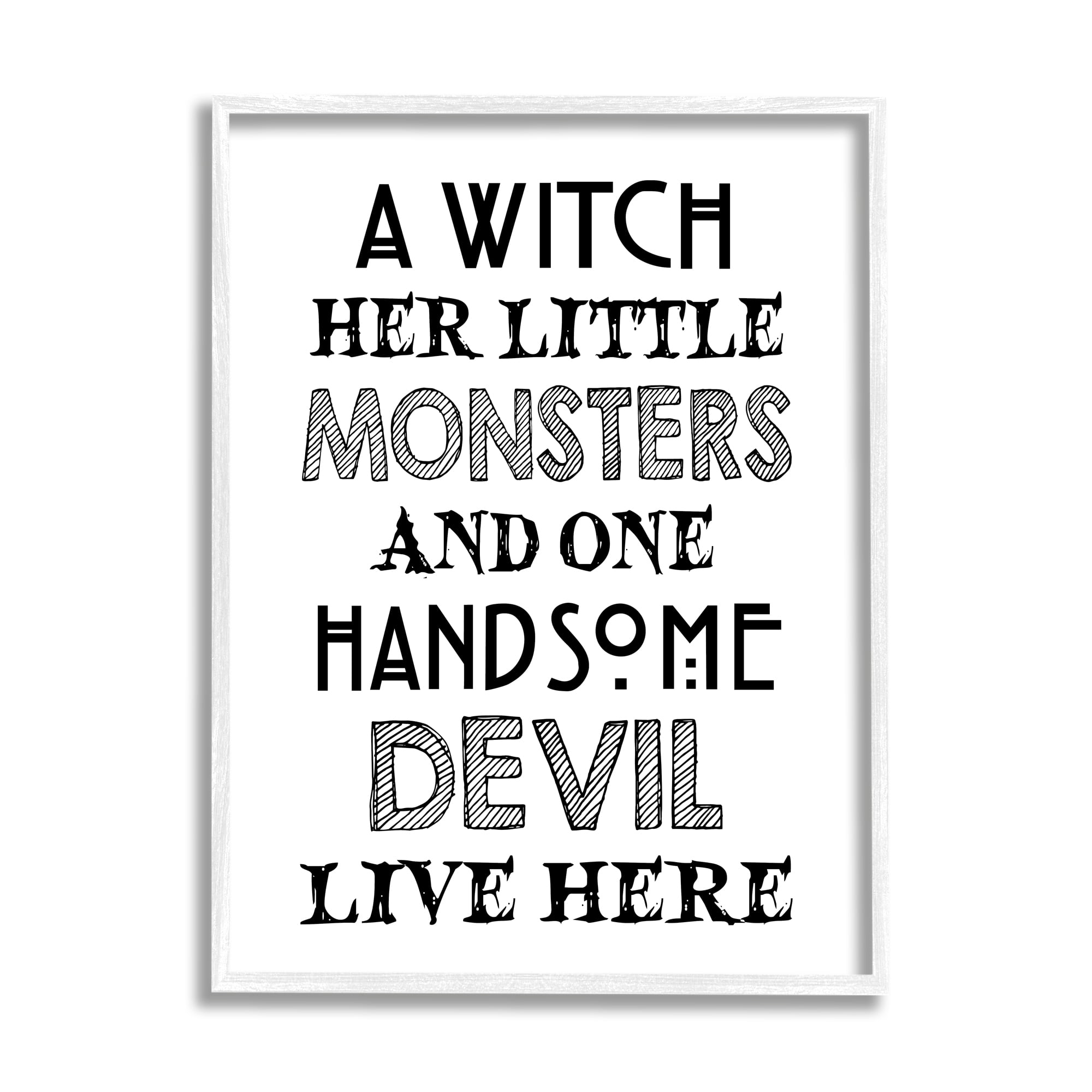 Quirky Halloween Family Quote Striped Typography Phrase Holiday Graphic Art Framed Art Print Wall Art