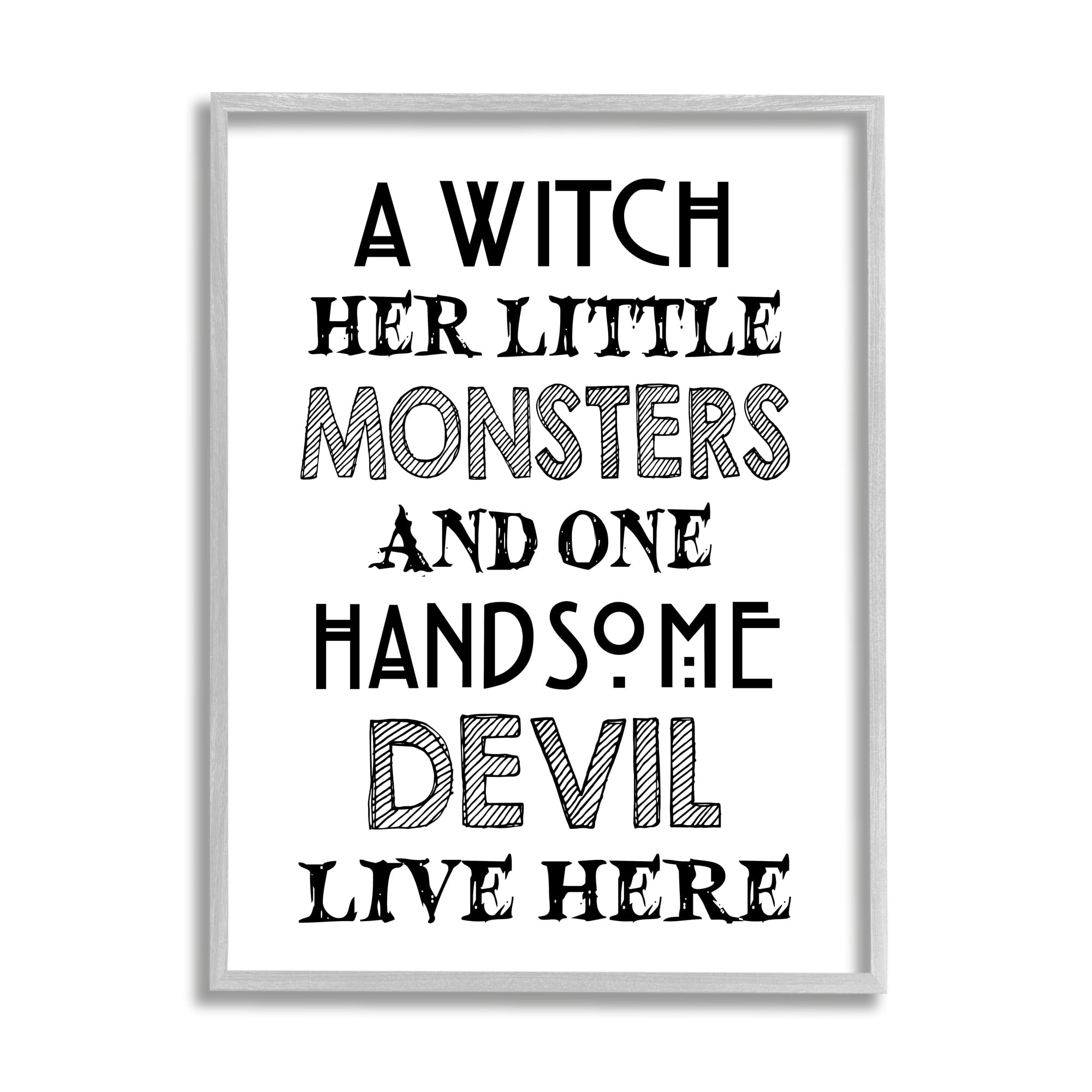 Quirky Halloween Family Quote Striped Typography Phrase Holiday Graphic Art Framed Art Print Wall Art